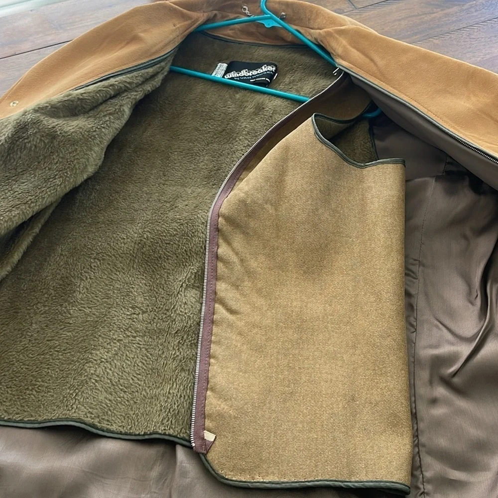 Vtg Windbreaker Van Heusen Heavy Soft Leather Jacket Vest Camel tan 48 J Keisman